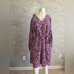 Popsugar Multicolor Ditzy Floral Print Long Puff Sleeve Short Dress Sz XXL